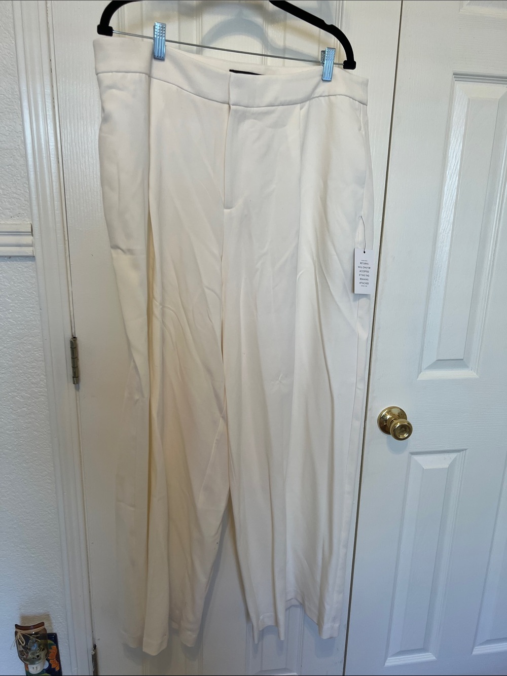 Eloquii Cream Wide-Leg Trousers